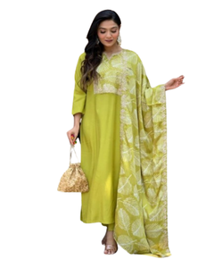 Belle Vintage Imprimé Miroir Travail Casual Party Suit Entièrement Cousu Prêt-à-Porter Robe Pantalon Dupatta Indien Pakistanais - Product Image 1