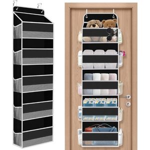 Over The Door Organizer 15 Pockets Hanging <b>Storage</b> Black <b>For</b> <b>Kitchen</b> Bathroom Bedroom Closet Laundry Pantry Nursery - Product Image 1