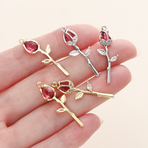 Rose Pendant Zinc Alloy Gold Silver Plated Bezel Setting Themed Plant Charms For DIY Jewelry Unisex Gift Accessory - Product Image 3