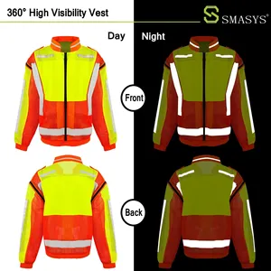 Gilet <span class=keywords><strong>de</strong></span> sécurité réfléchissant 2-en-1 ANSI Classe 2 avec manches détachables, respirant, en tissu maille 100 % polyester fluorescent - Product Image 4