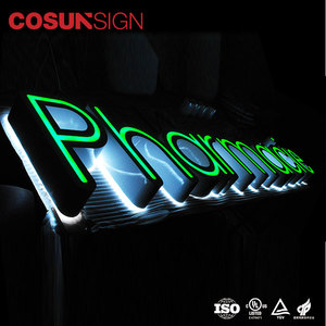 Panneaux publicitaires personnalisés en acrylique et métal avec bandes LED 3D étanches pour les magasins, les entreprises, les hôpitaux, les centres commerciaux, les parcs, les écoles - Product Image 1