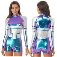 Combinaison de cosplay robot alien pour femmes, tenue de fête rave, festival de danse, body métallique pour soirées sur le thème de l'espace et événements cosplay
