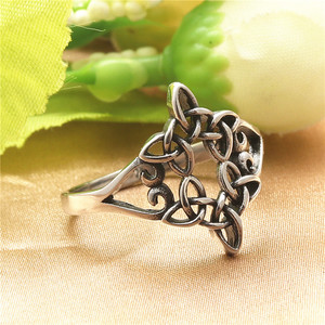 Stainless Steel Hollow Flower <b>Ring</b> Retro Silver Women's Party Jewelry 212032 - Product Image 1