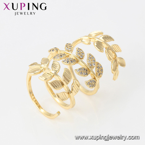 Anillo de Dedo Moderno de Joyería Elegante Xuping 16240, Diseño de Hojas con Baño de Oro, Anillo de Boda - Product Image 2