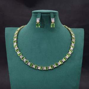 Nouvelle arrivée mode carré à la mode collier boucle d'oreille ensembles 2 pièces zircon cubique femmes mariée mariage fête bijoux cadeaux S-0035 - Product Image 1