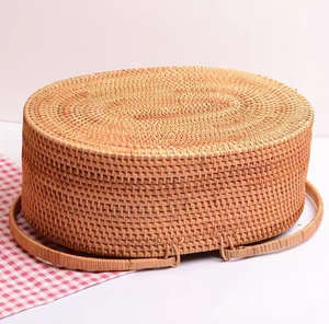 Cesto da Picnic in Rattan Vintage Eco-Friendly di Nuova Concezione con Manico per Stoccaggio Multiuso e Stoviglie in Cucina - Product Image 6