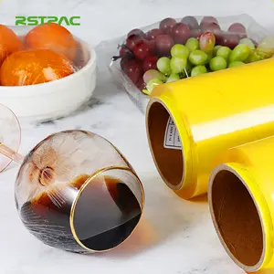 भोजन के लिए प्लास्टिक रैप क्लिंग फिल्म पीवीसी स्ट्रेच फिल्म अनुकूलित आकार रोल खाद्य ग्रेड पारदर्शी चिकन उपयोग