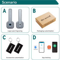 Serrure de porte intelligente Wi-Fi Tuya TTlock Contrôle par application Empreinte digitale Écran tactile Clavier Code Cloud Alliage d'aluminium Porte en verre