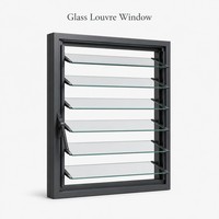 Fenêtre à persiennes en verre avec cadre en aluminium au design moderne, commande manuelle, volets à persiennes en verre trempé pour salle de bain