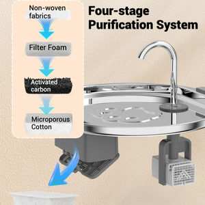 Distributeur d'eau automatique pour animaux de compagnie en acier inoxydable avec séparation des débris pour chats et chiens - Product Image 5