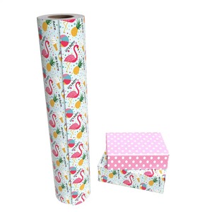 Custom Eco-Friendly Flamingo Tropical Pattern Gift <b>Wrap</b> <b>Paper</b> <b>Roll</b> 100GSM Double-Sided Coated Recyclable Art <b>Paper</b> Digital - Product Image 1