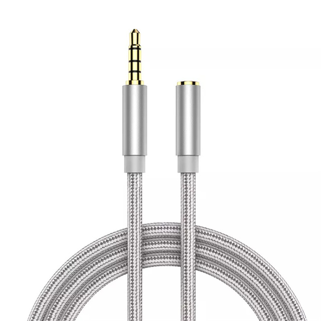 6FT 2M Extension Cord 4-pole 3.5 mm Jack Male to female Stereo Audio Headphone Aux Cable