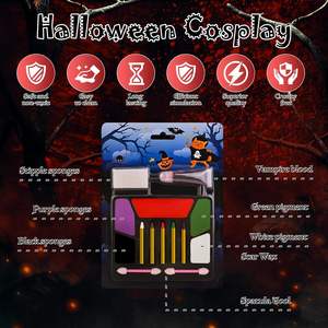 No tóxico hipoalergénico Halloween <span class=keywords><strong>Zombie</strong></span> maquillaje Kit Horror cara pintura conjunto falso sangre crayones esponja maquillaje para Cosplay Joker - Product Image 3