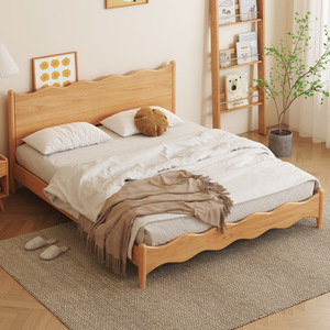 Nordic Solid Wood Bed 1.8m 1.5m Modern Minimalist Ash Wood Platform Bed Bedroom Furniture - Product Image 1