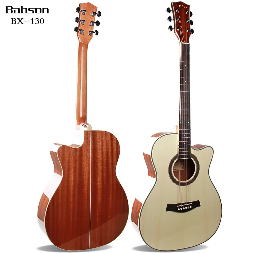 BX-130-40 זול Babson Ukulele גיטרה מוסיקה למעלה מוצק ספרוס Sapele עץ אקוסטית גיטרה למכירה