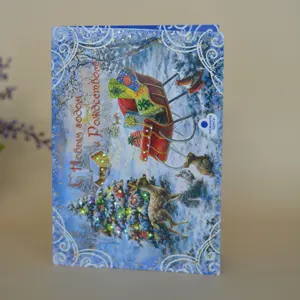 music glitter gold foil gift custom 3D Christmas greeting cards with blink lights