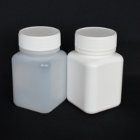 Bouteille en plastique carrée en HDPE solide oral translucide de 140ML pour capsule de vitamine de pilule avec bouchon à vis