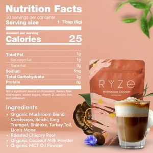 Café Keto Descafeinado Ryze con Raíz de Achicoria y 6 Hongos Adaptógenos Orgánicos para Energía y Digestión - Product Image 3