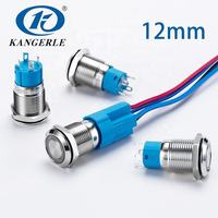Micro-interrupteur à bouton-poussoir Chinakel 12 mm 3 positions, marine, 1NO/1NO1NC, avec LED