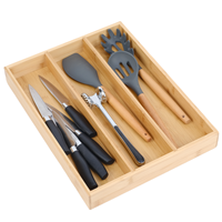 XH bambou cuisine tiroir organisateur ustensile organisateur pour tiroir couverts argenterie support et plateau à couverts 3 compartiments