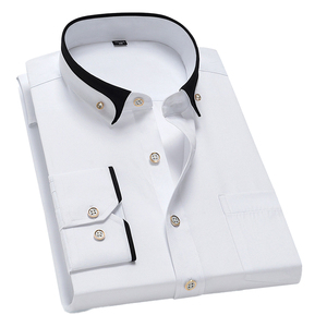 Vendita diretta in fabbrica 100% camicia in cotone tinta unita da uomo con bottoni - Product Image 4