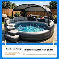Aufblasbare PVC-Wasserbar mit Netz, Schwimmbad-Sofa, schwimmender Partytisch, Lounge-Liege mit Sonnenschutz für gewerbliche Nutzung