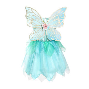 アイシーブルー 子供用 女の子用 プリンセス ふわふわショート下着ジャンプスーツ 蝶の妖精の羽付き 魔法の杖 ヘッドバンド付き - Product Image 2