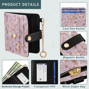 Custom PU Leather <b>Wallet</b> RFID Blocking Card <b>Holder</b> with Key Chain and Snap Button for Women - Product Image 4