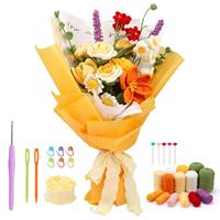 Fleur de tulipe au crochet à tige unique, emballage cadeau, fleur artificielle tricotée, romantique, présentation individuelle en coffret