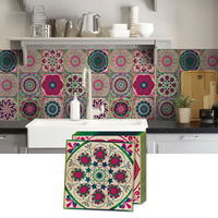 Autocollant de carrelage PVC Smano motif damassé vintage, aspect ciment gris, auto-adhésif, pour sol de cuisine, usage domestique, vente en gros