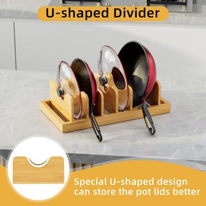 Wooden Multi Layer Pot Lid Rack With <b>Stand</b> Kitchen Storage Organizer For <b>Pans</b> And Cutting Boards - Product Image 5