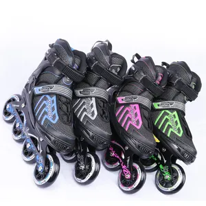 wholesale leisure adjustable inline skates resistant PU 4 wheels roller skates hard bearing colorful skate shoes for men women