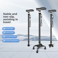 Canne de marche en alliage d'aluminium Chao Yi pour seniors - Antidérapante, prévention des chutes, légère, design à quatre pieds avec hauteur réglable