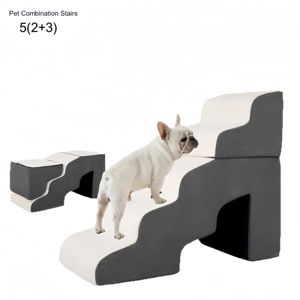 Escalera plegable para mascotas de 5 niveles con túnel antideslizante Escalón alto sólido para perros para interiores, escaleras combinadas para mascotas, 2 escalones, 3 escalones - Product Image 1