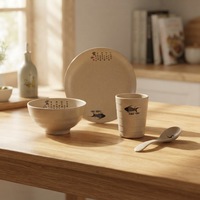 Ensemble d'assiettes à manger unisexes, vaisselle en mélamine de style japonais incassable, 4 pièces, prix d'usine