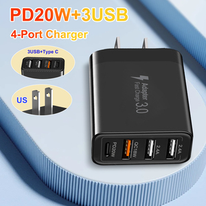 <span class=keywords><strong>Cargador</strong></span> Rápido PD QC de 4 Puertos al por Mayor de Fábrica, Adaptador de Pared Multi USB con Enchufe para EE. UU., UE, Reino Unido y Australia, <span class=keywords><strong>Cargador</strong></span> de Viaje para Todos los Teléfonos Inteligentes - Product Image 1
