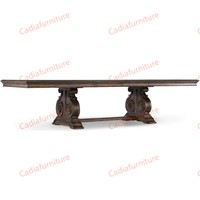 Meubles de salle à manger de couleur marron américain, table de salle à manger rectangulaire antique avec 8 chaises