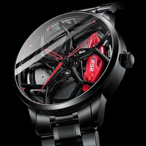 นาฬิกาควอตซ์ล้อรถยนต์สเตอริโอ3D,นาฬิการถสปอร์ตกันน้ำได้นาฬิกาควอตซ์สำหรับผู้ชาย