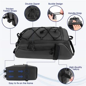 Bolsa de portabicicletas impermeable de gran capacidad, bolsa para maletero de bicicleta, alforja para SILLÍN, bolsa de transporte de carga para ciclismo con correa para el hombro y gancho - Product Image 6