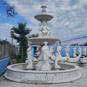 Fontaine à trois niveaux en marbre blanc classique européen sculptée à la main BLVE, sculpture figurative pour villa, complexe hôtelier, parc extérieur - Product Image 4