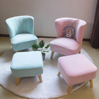 Ensemble canapé et tabouret en bois pour enfants, siège confortable et moelleux pour la maison, l'école, le salon, la chambre, chaise ottoman pour bébé