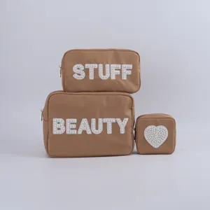 Bolsa de viagem para mulheres, bolsa grande de nylon para pendurar, com remendo de pérolas, bolsa cosmética para noivas, material de beleza multicolorido, 3 dias de envio