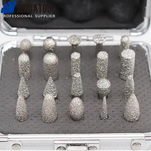 SHDIATOOL 1Set/20pcs Electroplated Diamond Grinding Bits Grinding Heads Carving Bits Grinding Burrs Tools #46