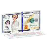 20 ° aniversario Diana Princess UK Bank Note Plastic Gold Silver Plated Banknote