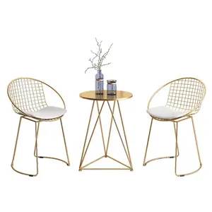 Nordic new design simple leisure milk tea shop coffee shop outdoor garden iron chair with round table for sale