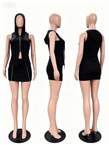 Ensemble <span class=keywords><strong>jupe</strong></span> deux pièces sexy pour femme : haut côtelé sans manches zippé et mini-<span class=keywords><strong>jupe</strong></span> pour soirées en boîte de nuit, streetwear et tenues décontractées d'été - Product Image 6