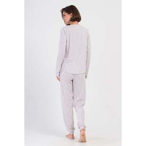 Conjunto de Pijama de Manga Larga con Cuello Redondo y Puños Ovalados para Mujer - Product Image 1
