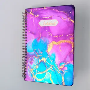 Custom 2024 Planner Marbling Gold Stamping Hardcover Spiral Note Book