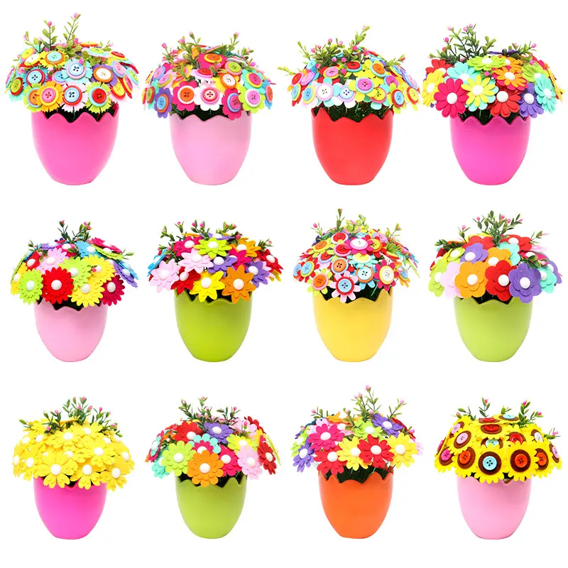 Button Flower Kit Decorative Creative Educational Diy Children's Handmade Material Kit Kindergarten Toys Educational