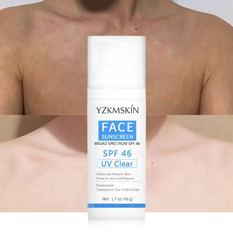 1.7 oz UV temizle yüz güneş kremi SPF 46 yağsız güneş kremi hassas cilt ve akne eğilimli cilt hafif su geçirmez güneş kremi